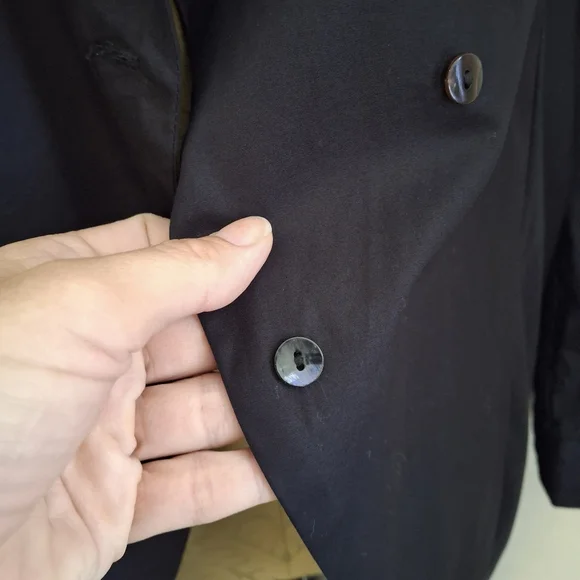 Matthildur Womens Black Pima Cotton Long Sleeve Button Down High Low Blouse Sz 2 - Picture 5 of 12